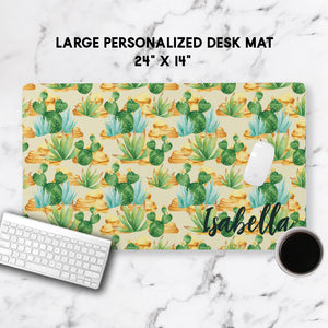 Products Large Desk Mat, Cactus Print, Planner Desk Accessories, Boss Babe, Office Decor, Home and Office, Custom Desk Accessory, Work From Home Gift