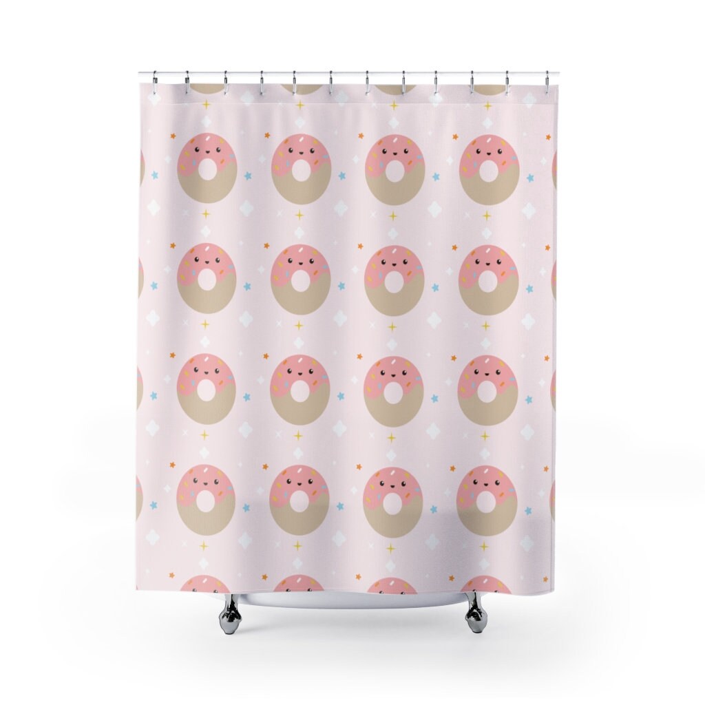 Donut Shower Curtains, Donut Decor, Donut Print, Donut Print Shower Curtain, Kawaii Donut Decor, Shower Curtain, Bathroom Decor, WFH