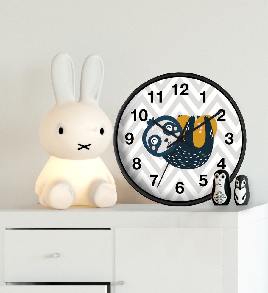 Sloth Wall Clock, Kids Wall Clock, Modern Nursery Wall Decor, Baby Wall Clock, Decorative Kids clock, Nursery Wall Clock, Nursery Clock