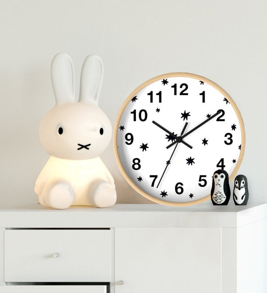 Scandinavian Wall Clock, Kids Clock Wall, Modern Nursery wall Decor, Nursery Wall Clock, Decorative Kids clock, Nursery Clock, Monochrome