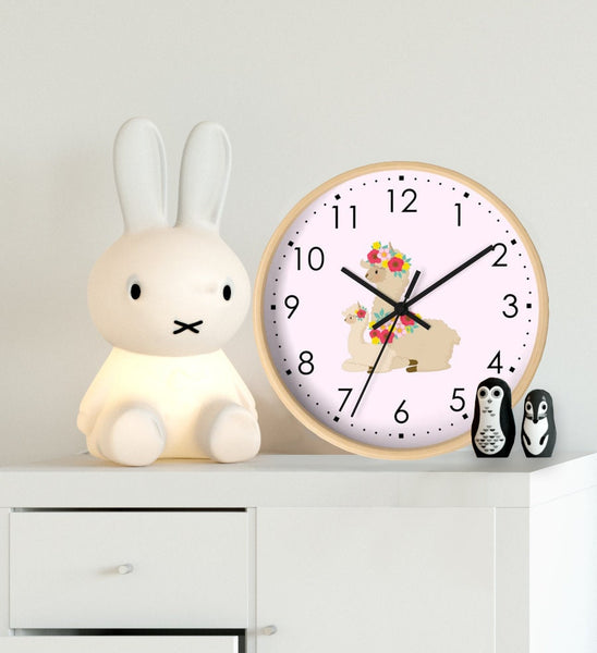 Llama  Wall Clock, Kids Clock Wall, Modern Nursery wall Decor, Girl Wall Clock, Decorative Kids clock, Nursery Clock