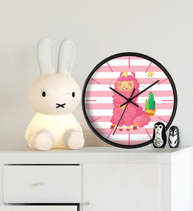 Alpaca Wall Clock, Kids Wall Clock, Modern Nursery Wall Decor, Girl Wall Clock, Decorative Kids clock, Nursery Clock, Kids Clock