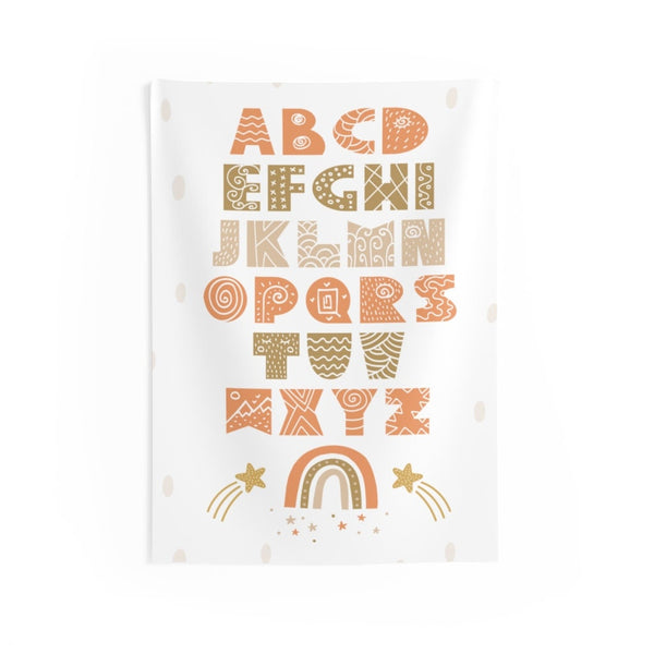 Alphabet Indoor Wall Tapestries, Wall Decor, Playroom Wall Decor, Nursery Wall Decor, Scandinavian Print, Wall Tapestry, ABC Decor