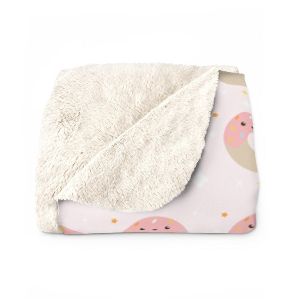 Donut Sherpa Fleece Blanket, 50x60, fluffy donut blanket, Kawaii blanket, quarantine blanket
