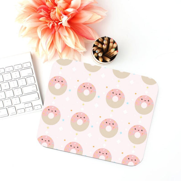 Donut Print, Work From Home Desk Set, Coaster + 11 Oz Mug + Mousepad,  Desk Decor, Office Decor, Gifts for Employee, Mouse Pad, Mug, Coaster