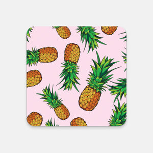 Pineapple Coaster, Rounded Rectangle Coaster, Cork Back Coaster, Pineapple Print Accessory, WFH, Work From Home, Desk Accessory, Accessories