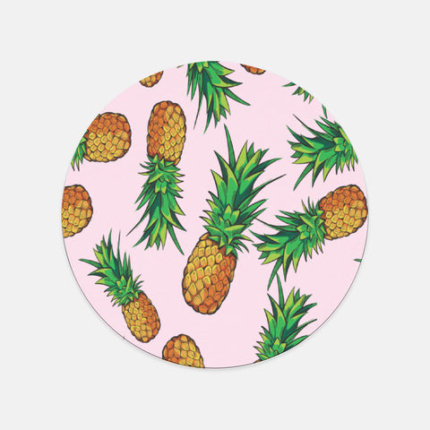 Pineapple Print Round Mousepad, Mousepad, Round Mouse Pad, WFH, Work From Home, Desk Accessories, Desk Accessory, Pineapple Desk, Pineapple