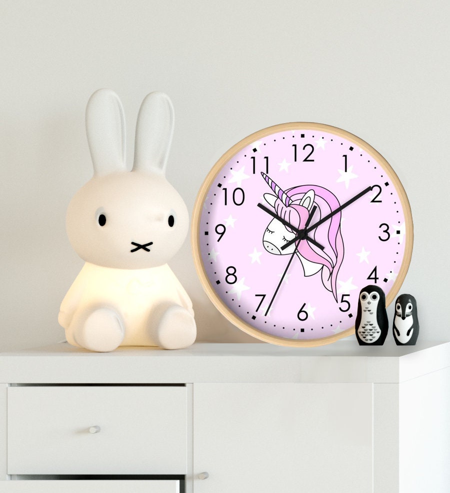 Unicorn Wall Clock, Kids Wall Clock, Modern Nursery Wall Decor, Girl Wall Clock, Decorative Kids clock, Nursery Wall Clock, Decorative Clock