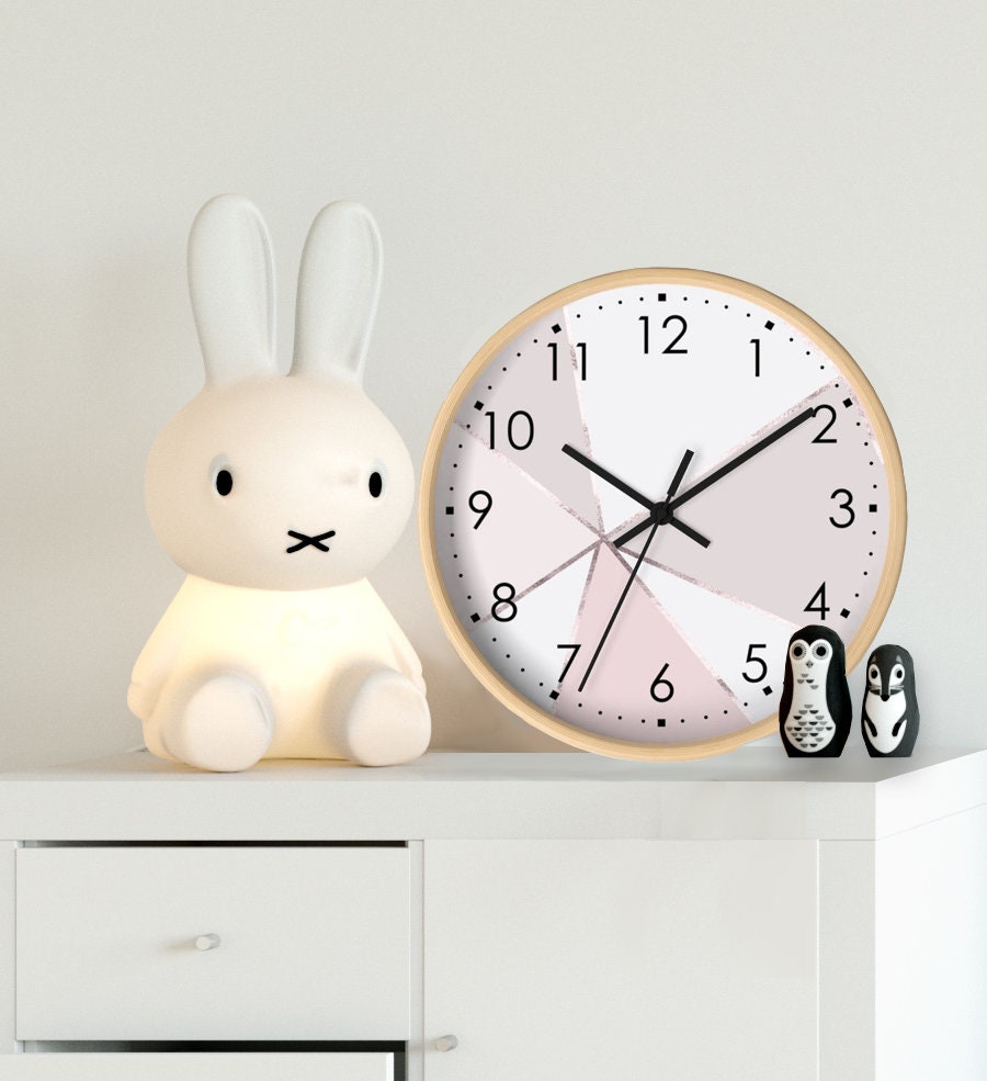 Marble Print Wall Clock, Kids Clock Wall, Modern Nursery wall Decor, Girl Wall Clock, Decorative Kids clock