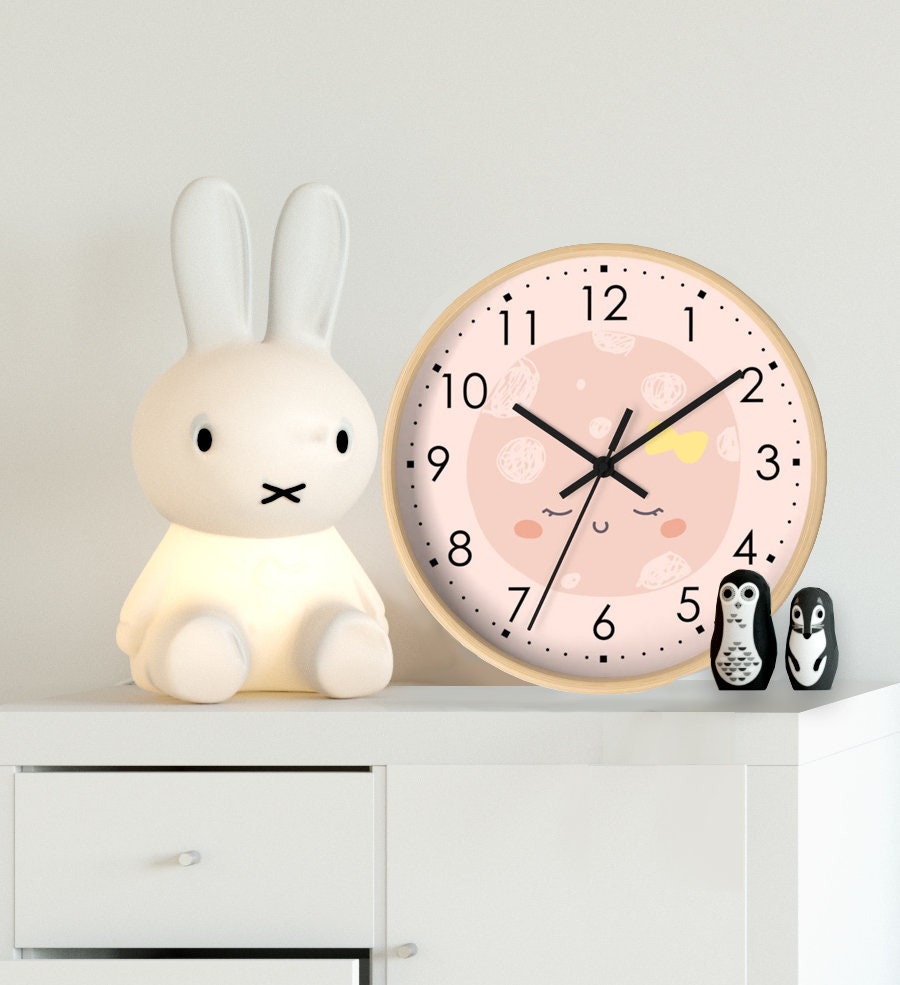 Moon Wall Clock, Kids Wall Clock, Modern Nursery Wall Decor, Girl Wall Clock, Decorative Kids Clock, Nursery Wall Clock, Nursery Clock