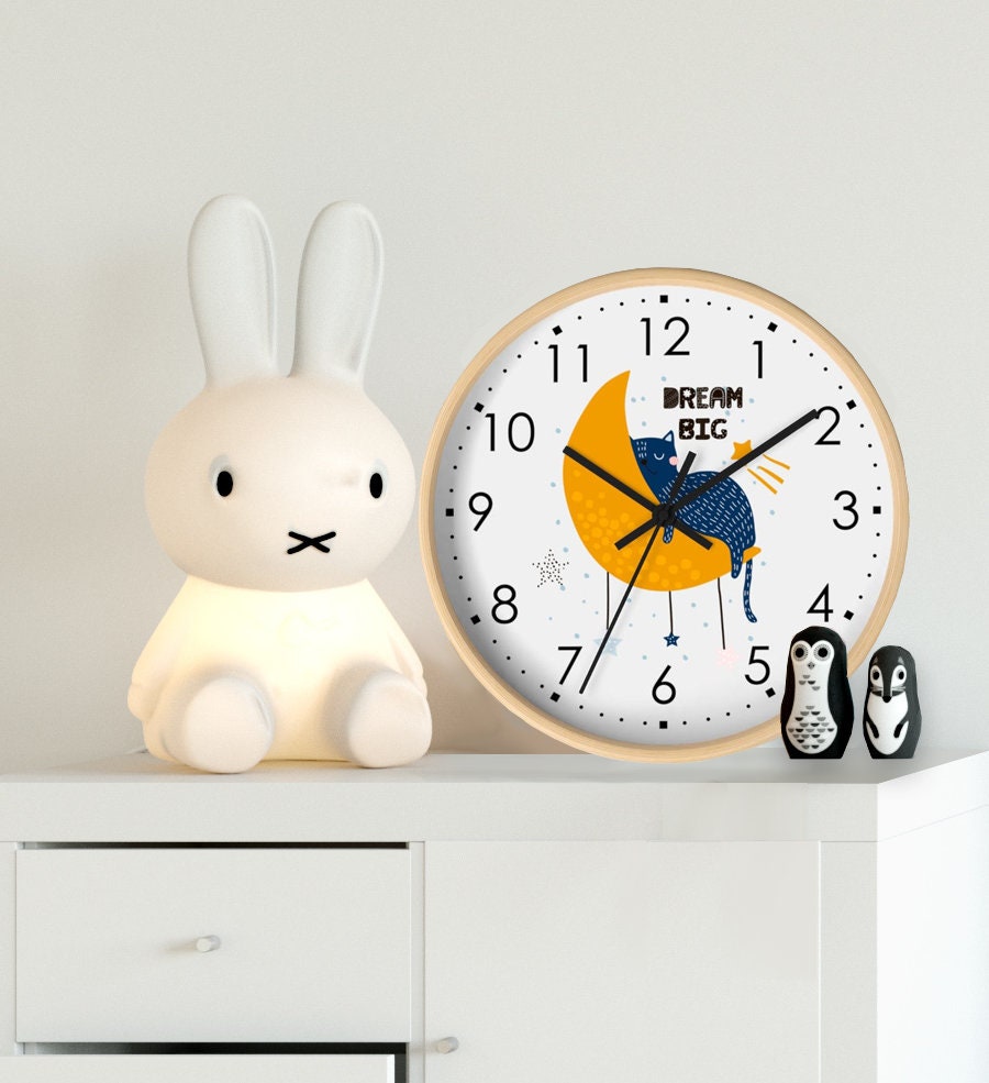 Kitten Wall Clock, Kids Wall Clock, Modern Nursery Wall Decor, Baby Wall Clock, Decorative Kids clock, Nursery Wall Clock, Nursery Clock