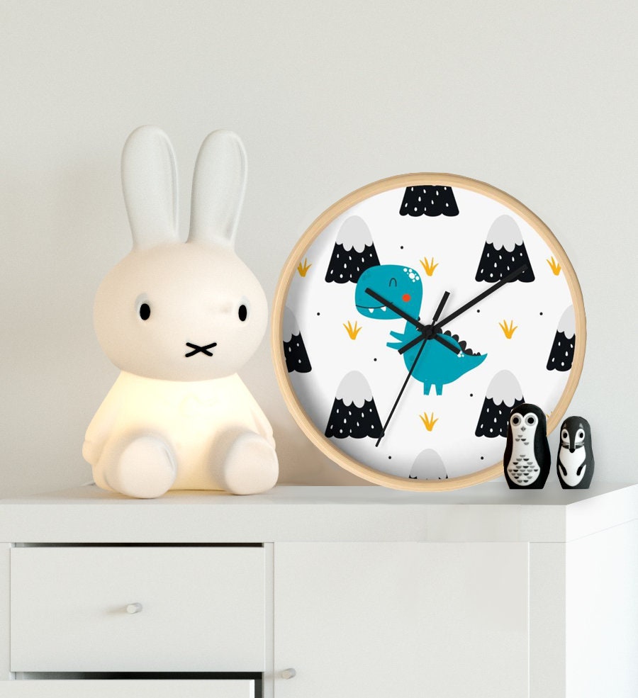 Dinosaur Wall Clock, Kids Clock Wall, Modern Nursery wall Decor, Nursery Wall Clock, Decorative Kids clock, Nursery Clock