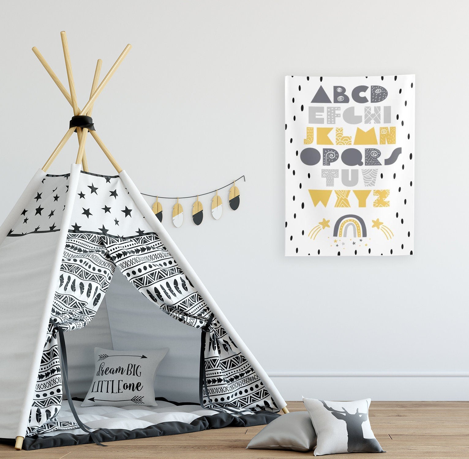 Kid's Indoor Wall Tapestries, Wall Decor, Playroom Wall Decor, Nursery Wall Decor, Scandinavian Print, Wall Tapestry, Tapestry