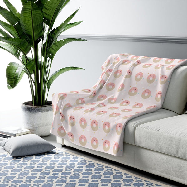 Donut Sherpa Fleece Blanket, 50x60, fluffy donut blanket, Kawaii blanket, quarantine blanket
