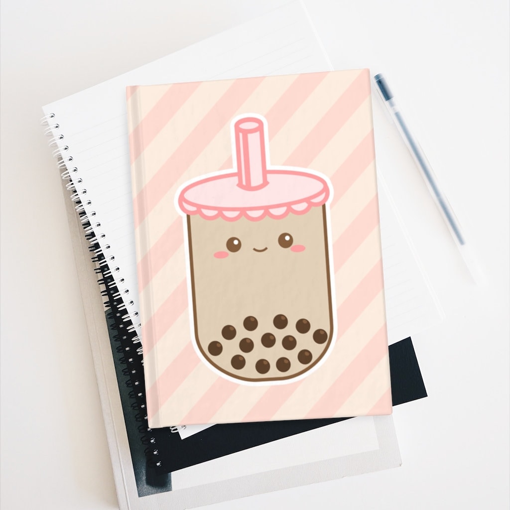 Boba Tea Journal, Bubble Tea Journal, Boba Print, Bubble Tea Print, Journal - Ruled Line, Hardcover Journal, Blank Notebook, Blank Journal
