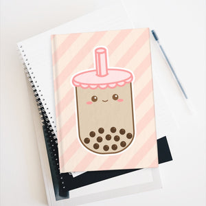 Boba Tea Journal, Bubble Tea Journal, Boba Print, Bubble Tea Print, Journal - Ruled Line, Hardcover Journal, Blank Notebook, Blank Journal