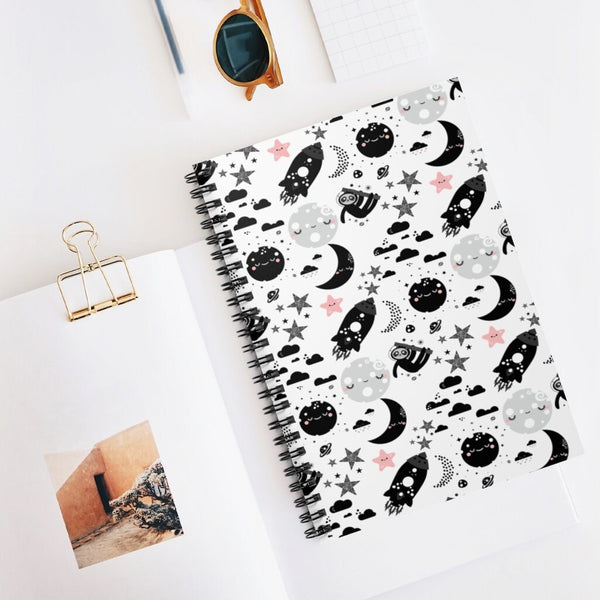 Monochrome Spiral Notebook, Sloth Notebook, Spiral Notebook, WFH, Work From Home, Back to School, School Supply, Blank Notebook, Blank Pages