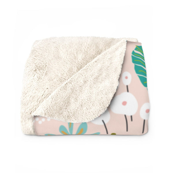 Floral Sherpa Fleece Blanket, Sherpa Fleece, WFH, Work From Home Gift, Baby Shower Gift, Baby Blanket, Home and Living, Modern Blanket
