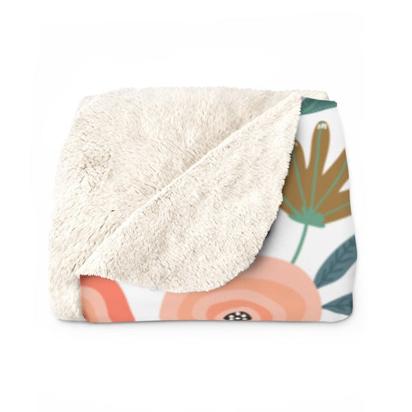 Floral Sherpa Fleece Blanket, WFH, Work From Home Gift, Blanket, Throw Blankets, Home and Living, Floral Print Blanket, Baby Shower Gift