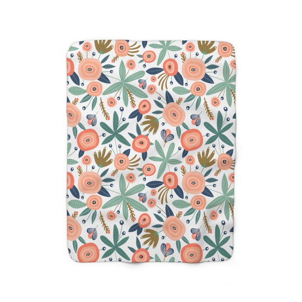 Floral Sherpa Fleece Blanket, WFH, Work From Home Gift, Blanket, Throw Blankets, Home and Living, Floral Print Blanket, Baby Shower Gift