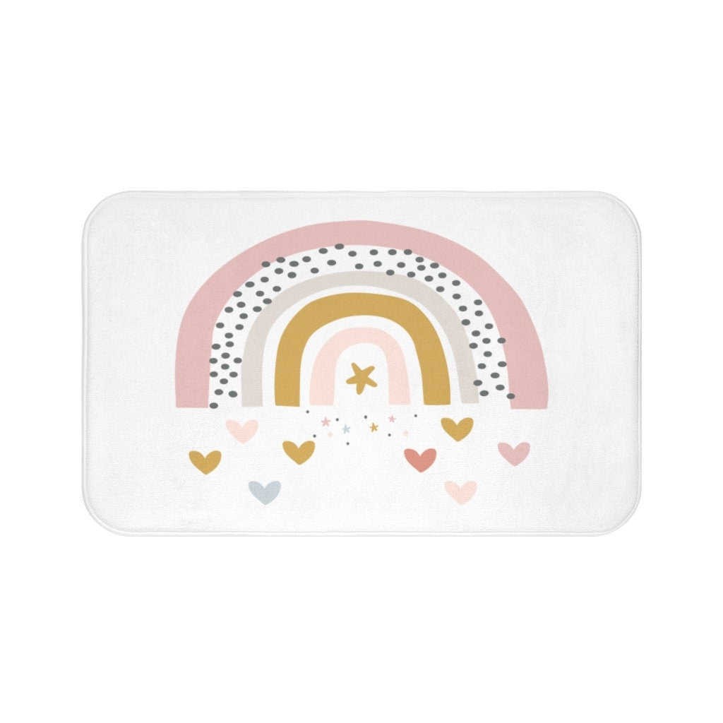 Rainbow Bath Mat, Scandinavian Bath Mat, Scandinavian Rainbow Print, Bath Mat, Bath Rug, Kid's Bath Rug, Baby Bath Mat, Rainbow Print
