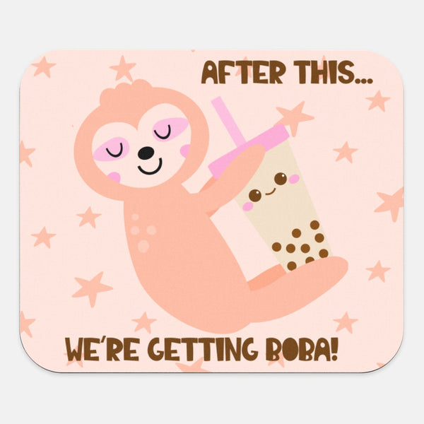 Sloth Boba Tea Print Mouse Pad, Desk Accessories, Office Decor for Women, Office Gifts, Co-worker Gift, Work From Home Gift, Bubble Tea Gift