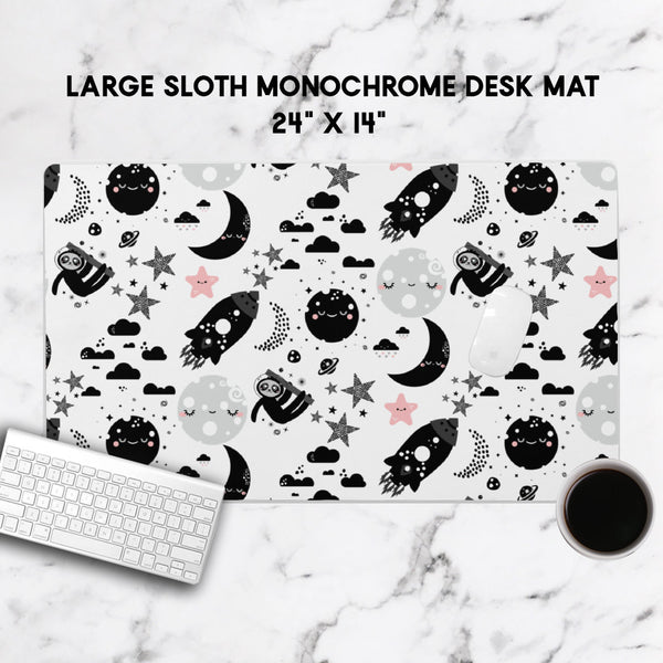 Products Sloth Monochrome Kid's Desk Mat, Planner Desk Accessory, Office Decor, Home and Office, Custom Desk Accessory, Work From Home, WFH