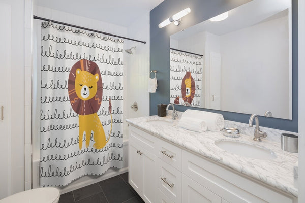Lion Kid's Shower Curtains, Lion Print, Shower Curtains, House Warming Gift, Moving Gift, Bathroom Decor, Modern Bath Decor