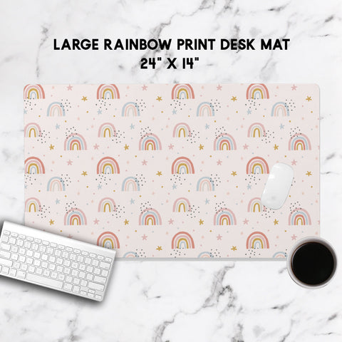 Large Rainbow Desk Mat, Planner Desk Accessories, Office Decor, Home & Office, Custom Desk Accessory, Teacher Gift, Work From Home Gift