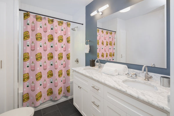 Kawaii Shower Curtain, Bathroom Decor, Kid's Bathroom Decor, Sushi Shower Curtain, Boba Shower Curtain, Burger Shower Curtain, Kawaii Bath