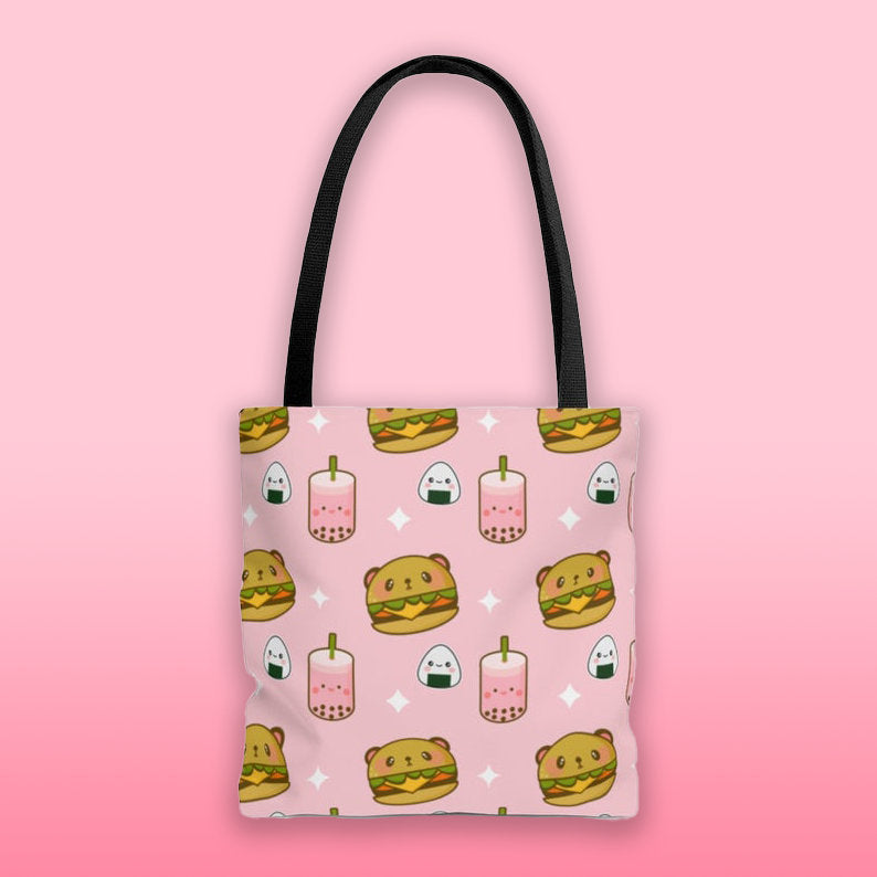 Products Kawaii Tote Bag, Sushi Tote Bag, Bubble Tea Tote Bag, Burger Tote Bag, AOP Tote Bag, Book Bag, AOP Book Bag, Kawaii Book Bag, Back to School