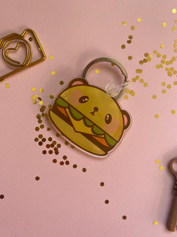Hamburger Keychain, Acrylic Keychain, Kawaii Gift, Kawaii Keychain, Panda Keychain, Panda, Kawaii Panda Gift, Kawaii Panda Gift