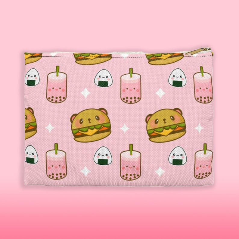 Bubble Tea, Boba Tea, Accessory Pouch, Accessory Bag, Pencil Pouch, Makeup Bag, Kawaii Pouch, Makeup Pouch, Planner Pouch, Burger Bag