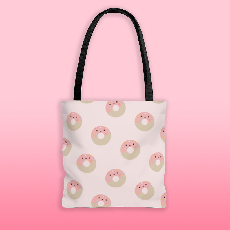 Donuts, Donut All Over Print, AOP Tote Bag, Totes, Donut Print, Bags and Purses, Kawaii Donut Bag, Kawaii Bag, Kawaii Tote, Pink Donut