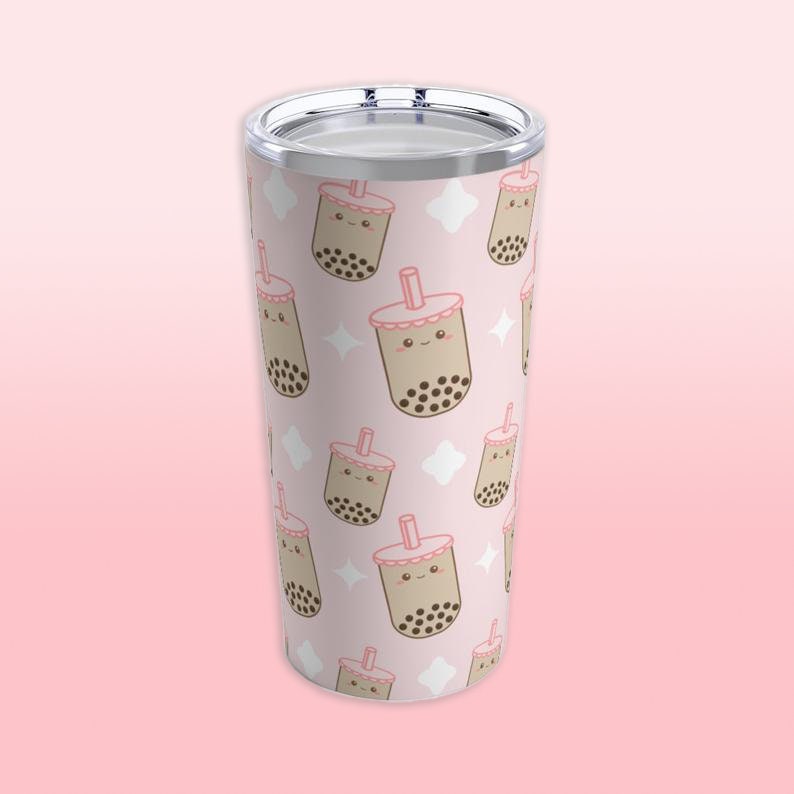 Bubble Tea Stainless Tumbler, 20oz, Stainless Steel, Modern Tumbler, Kawaii Tumbler, Nurse Gift, Teacher Gift, Kawaii Boba Tea, Kawaii Gifts