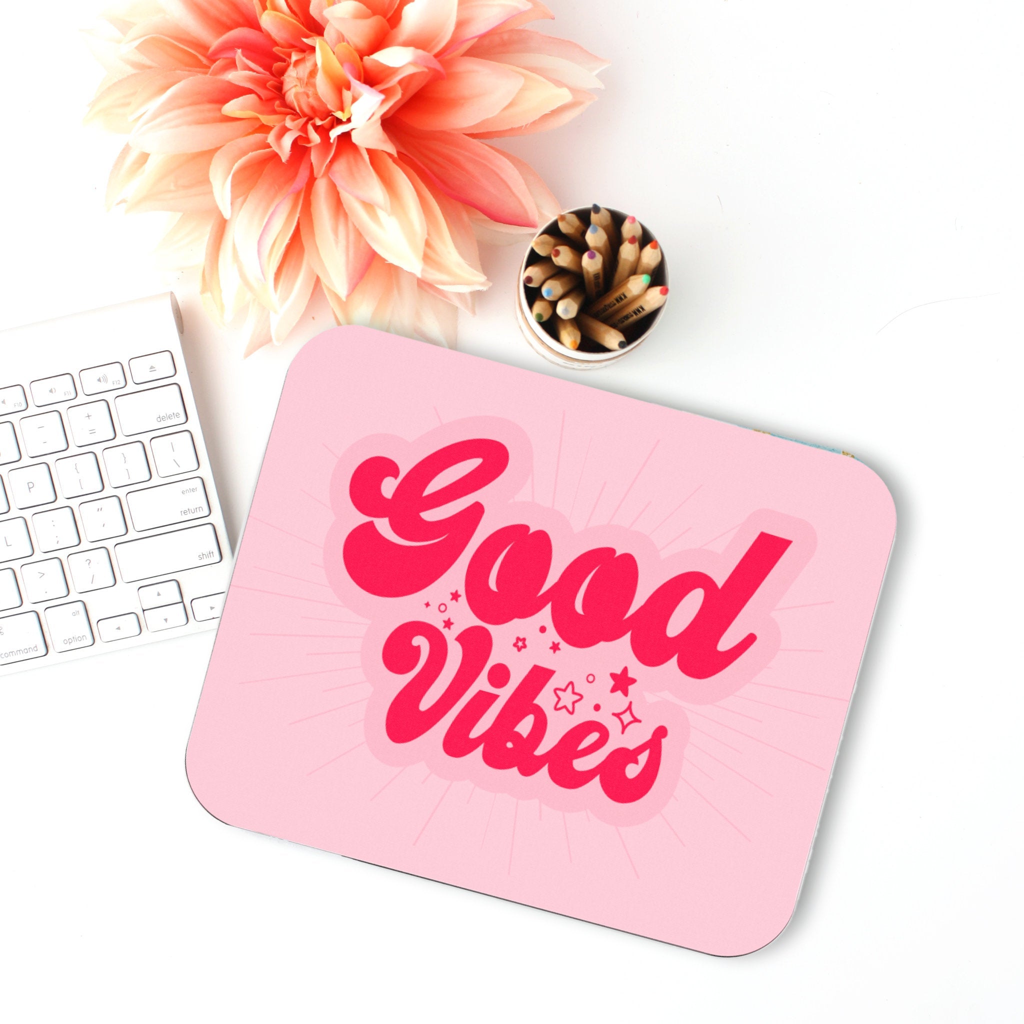 Good Vibes Mouse Pad, Desk Accessories, Office Decor for Women, Office –  littlepaperies