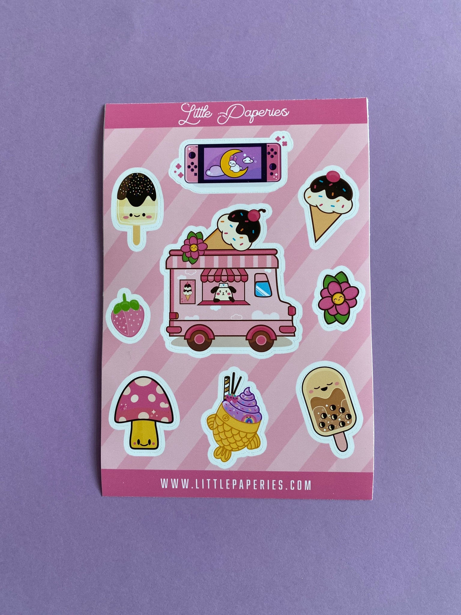 Kawaii Food Sticker Sheet, 4x6, Matte sticker sheet, Kawaii, Ice Cream Food Truck, Ice Cream, Stickers, Mushrooms, Boba Ice Cream, Taiyaki