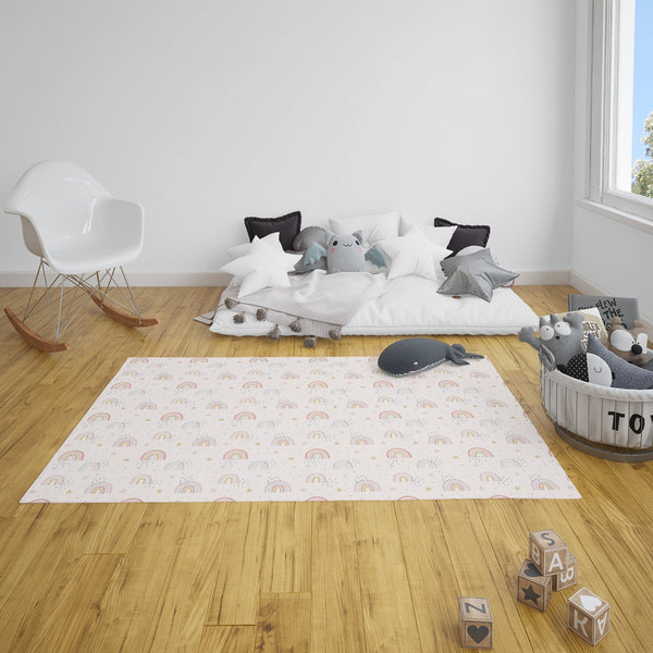 Scandinavian Rainbow Area Rugs, Rainbow Rug, Rainbow Print Area Rug, Nursery Rug, Kid's Rug, Scandi Rainbow Rug, Boho Rainbow Print Rug