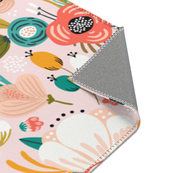 Floral Print Area Rugs, Scandinavian Floral Rug, Modern Floral Rug, Modern Nursery, Floral Nursery, Floral Print Nursery, Baby Girl Nursery