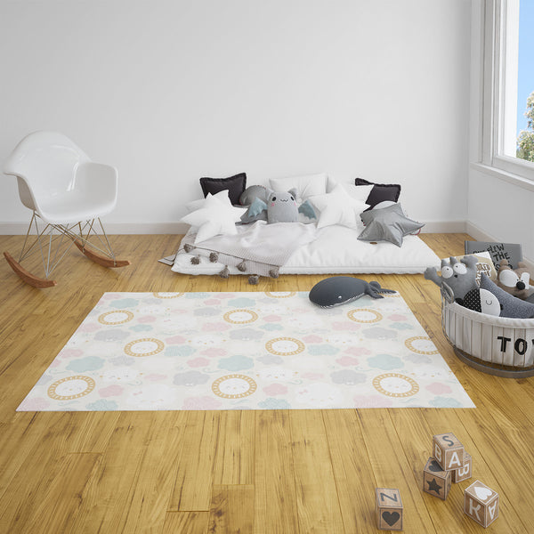 Cloud Area Rugs, Kid's Area Rug, Nursery Area Rug, Cloud Print Rug, Scandinavian Print Rug, Cloud Theme Nursery, Playroom Rug, Kid's Decor