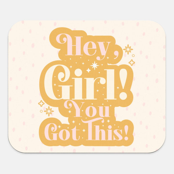 Products Hey Girl Mouse Pad, Desk Accessories, Office Decor for Women, Office Gifts, Print Mouse Pad, Co-worker Gift, Work From Home Gift