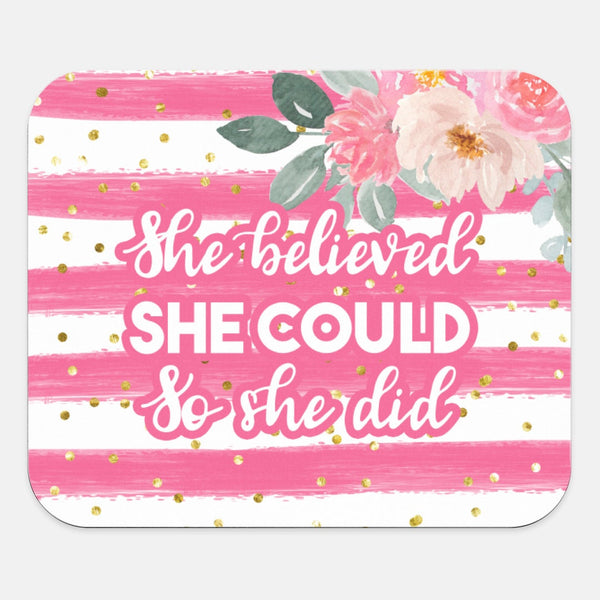 She Believed She Could So She Did Mouse Pad, Desk Accessories, Women Office Decor, Office Gifts, Mouse Pad, Co-worker Gift, Work From Home