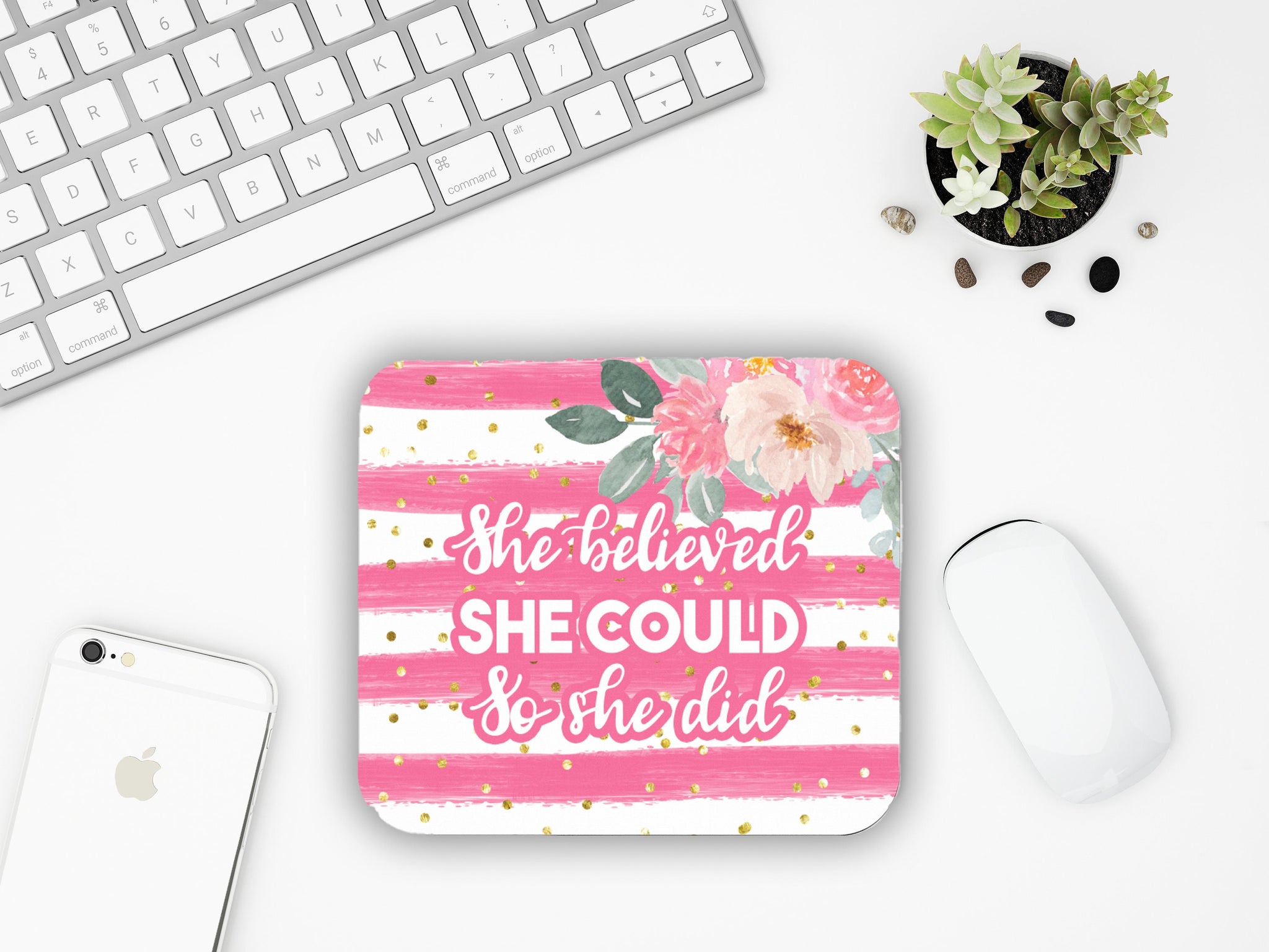 She Believed She Could So She Did Mouse Pad, Desk Accessories, Women Office Decor, Office Gifts, Mouse Pad, Co-worker Gift, Work From Home
