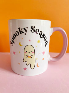 Halloween Mug, Spooky Mug, Spoopy, Spooky Season Mug, 11 Oz Mug, Pink Handle Mug, Kawaii Ghoul, Spoopy Season, Halloween Lover, Fall Mug