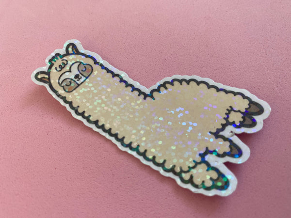 Llama Sticker, Kawaii Skates, Holographic Sticker, Handmade Sticker, Stickers, Kawaii Llama, Waterproof Sticker, Die Cuts