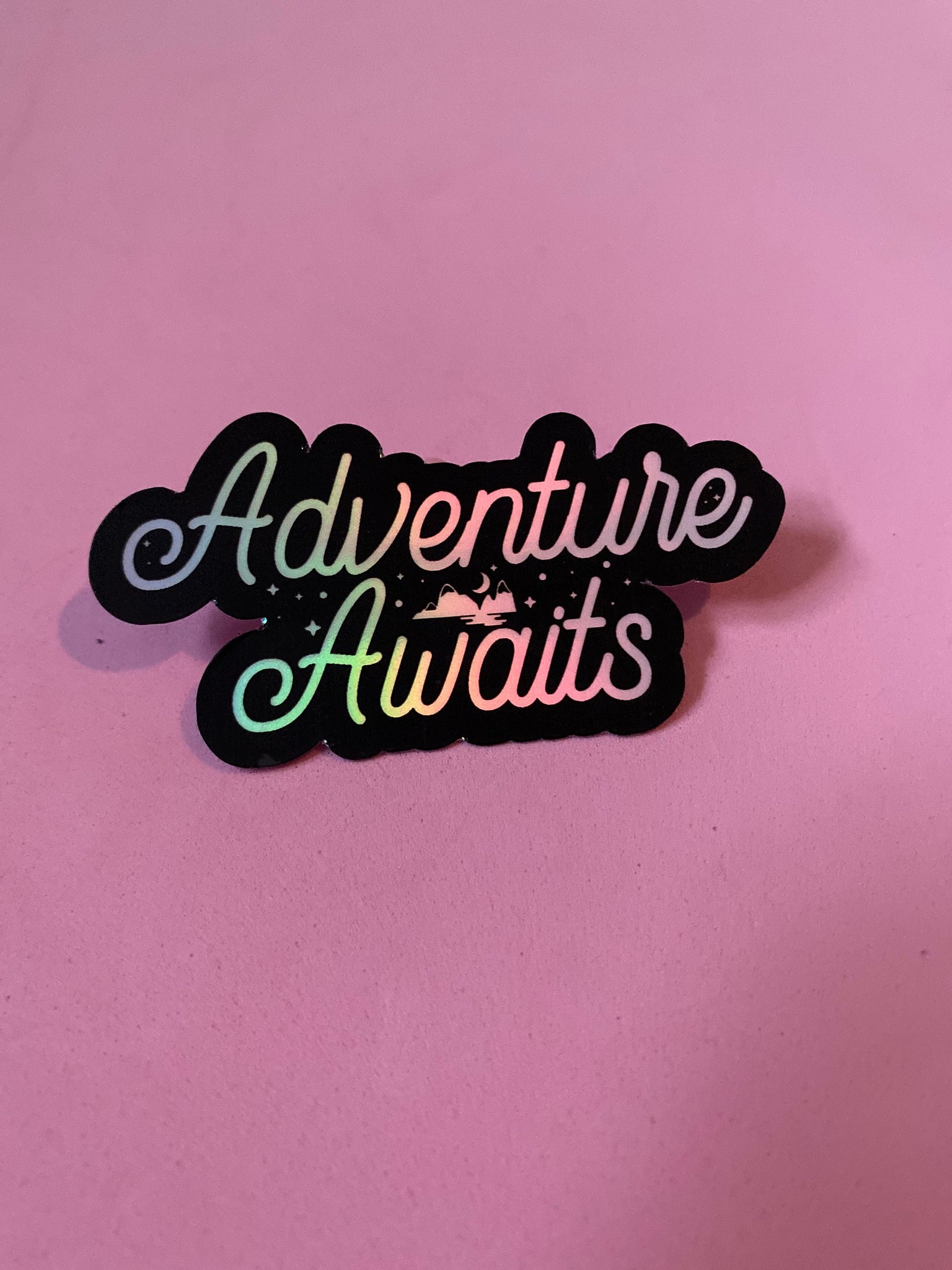 Adventure Awaits, Sticker, Handmade Sticker, Stickers, Die Cuts, Holographic Stickers, Holo Sticker, Planner Stickers, Planner Girls