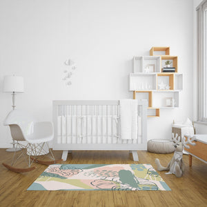 Floral Area Rugs, Tropical Floral Area Rug, Tropical Print Nursery, Nursery Area Rug, Nursery Rug, Floral Print Rug, Modern Nursery Decor