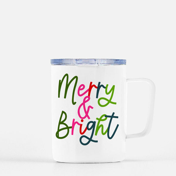 Christmas Mug, Merry & Bright Mug, Coffee Mug, Wine, Mug, WFH, Work From Home, Zoom Gift, Christmas Spirit, Minimalist Mug