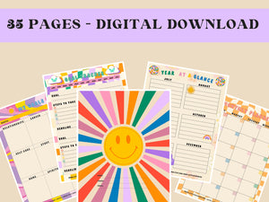 Digital Planner, Goodnotes, Zinnia Journaling, Digital Planning, Retro Planner, 70s Planner, Digital Download, Planner Girl, Planner Bundle