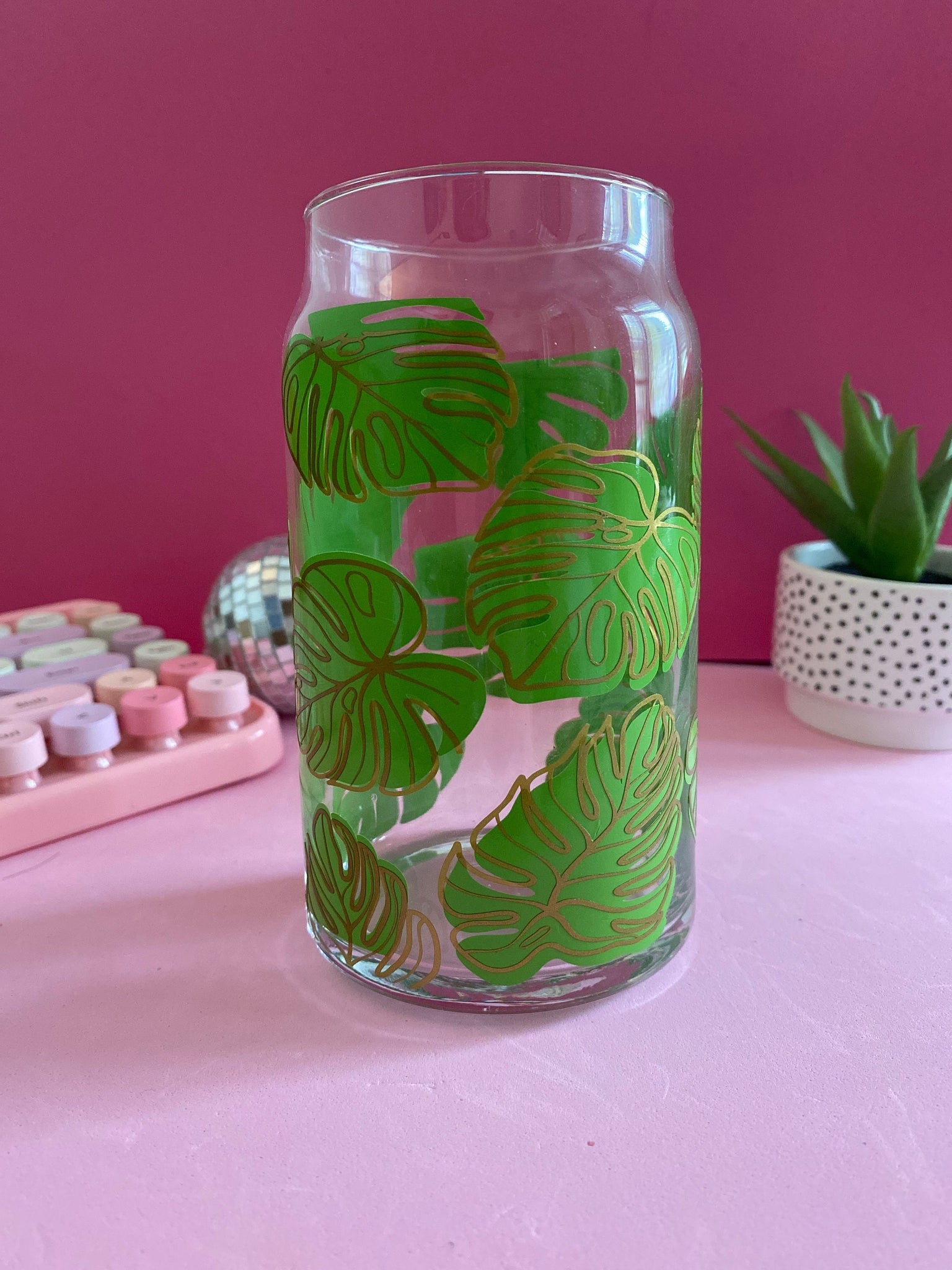 Libbey Iced Coffee Cup, Coffee Cup, Coffee Glass, Beer Glass Can, Monstera, Coffee Cup, Coffee Lover Gift, Aesthetic Glass Beer Can